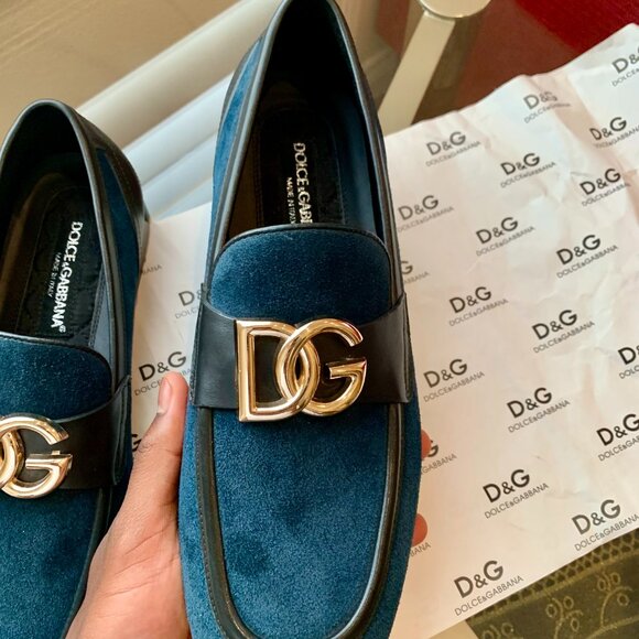 Dolce & Gabbana Men\'s Blue Suede & Leather Loafers, US 10, Brand New, No Box main image 8